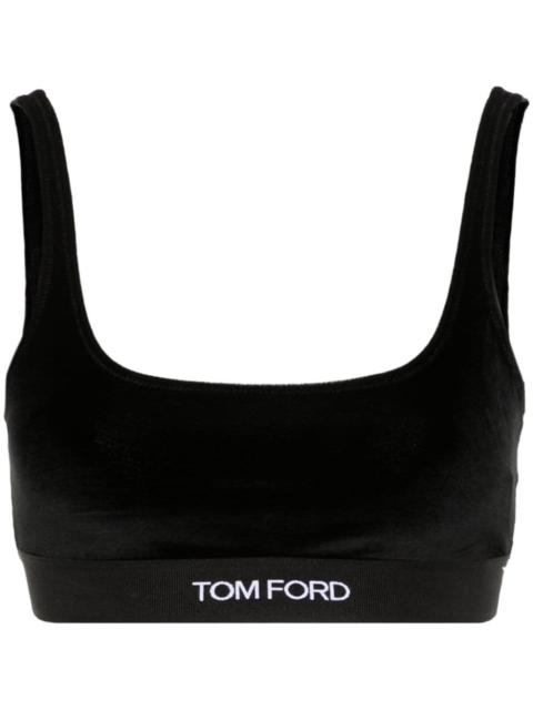 TOM FORD logo-jacquard velvet bralette top