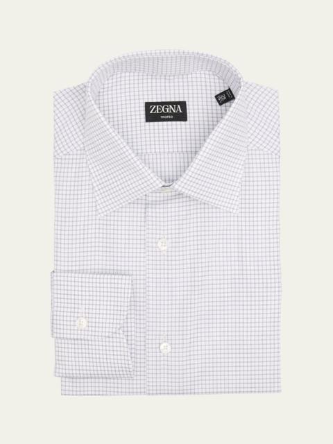 ZEGNA Men's Trofeo Cotton Grid Check Dress Shirt