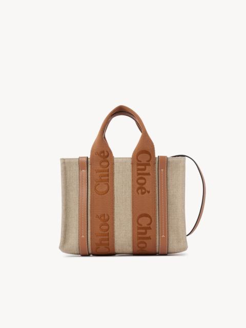 Chloé SMALL WOODY TOTE BAG IN LINEN