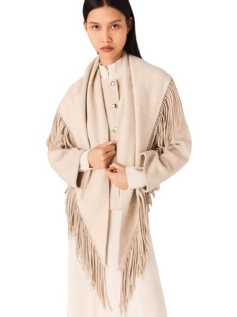 maje maje Cropped wool coat with removable scarf in Ecru at Nordstrom
