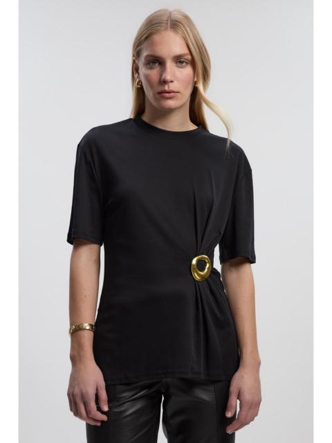 KAREN MILLEN Cotton Crew Neck Trim Detail Short Sleeve T-Shirt