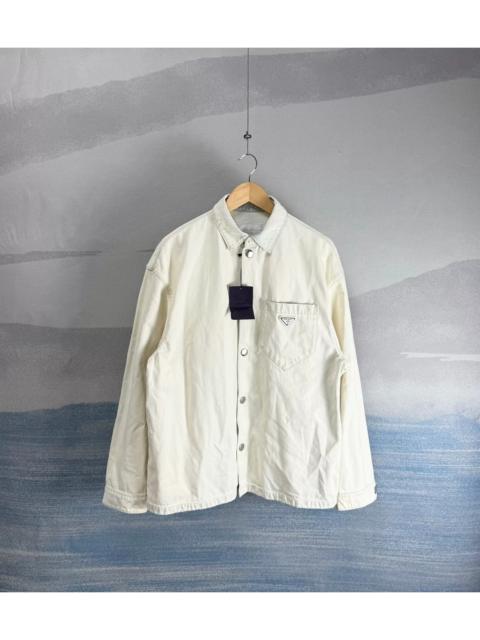 Prada Prada Off-White Denim Shirt with Triangle Logo
