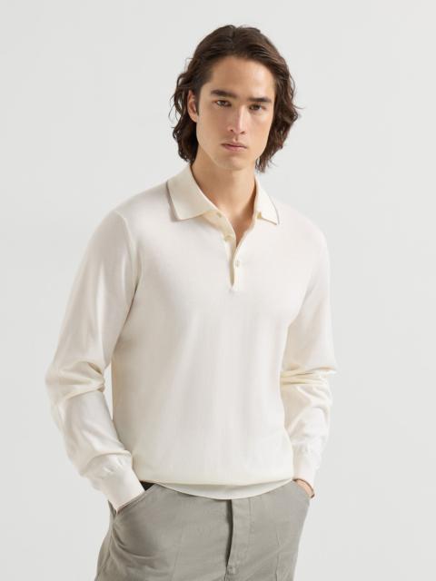 Brunello Cucinelli Sea Island cotton and cashmere lightweight knit polo