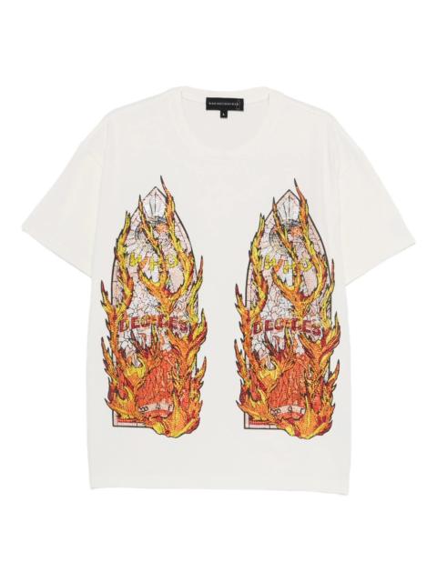 WHO DECIDES WAR Who Decides War Rhinestone Flame Glass T-shirt