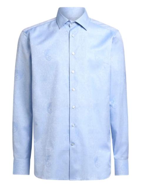 Etro Etro Men Cotton Jacquard Shirt With Gecko Motif