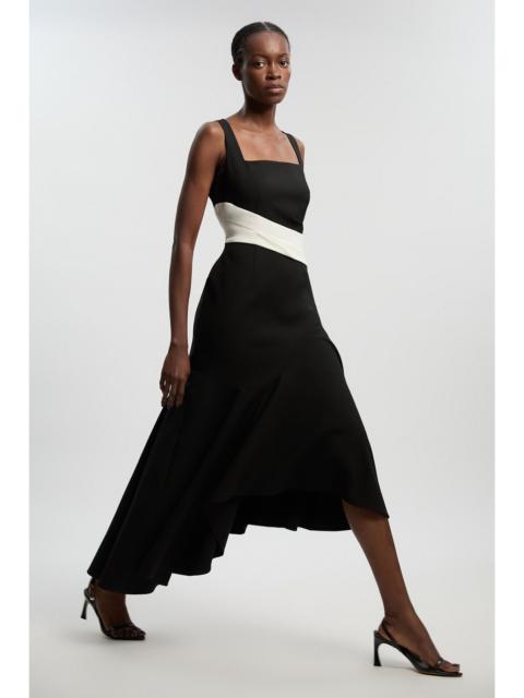 KAREN MILLEN Compact Stretch Strappy Asymmetric Hem Maxi Dress
