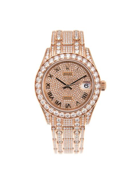 ROLEX Rolex Pearlmaster 34 Rose Gold Diamond Paved Watch 81405 rbr-0001