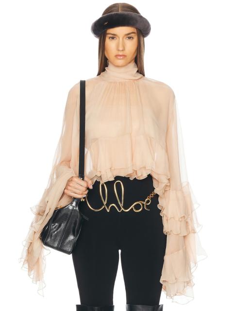 Chloé High Low Ruffle Top