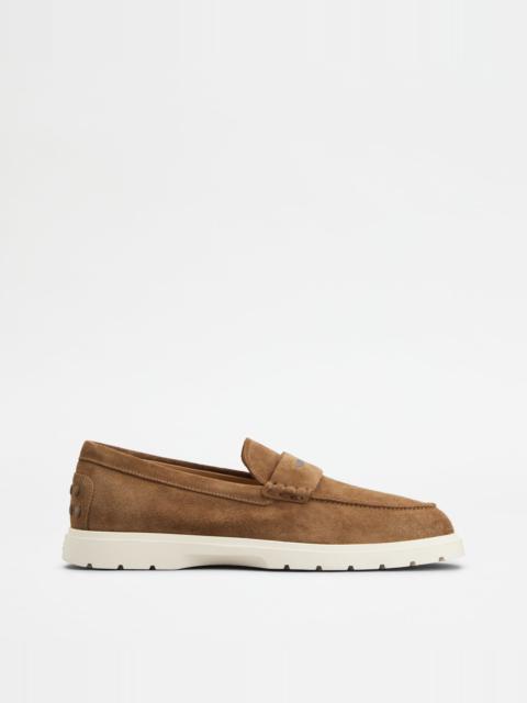 Tod's LOAFERS IN SUEDE - BROWN