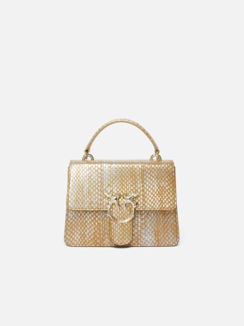 PINKO PINKO GALLERIA LAMINATED REPTILE SKIN BAG WITH SHOULDER STRAP AND HANDLE