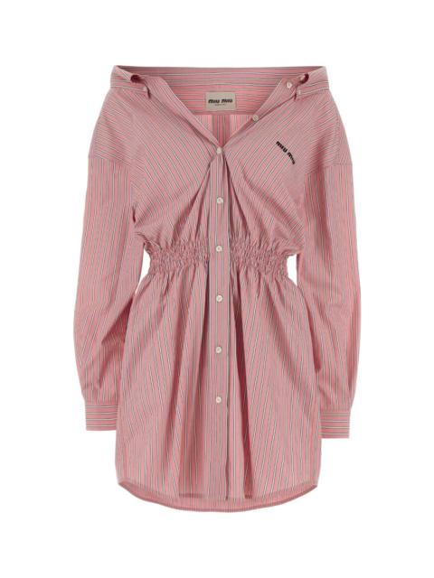 Miu Miu Embroidered Poplin Shirt Dress