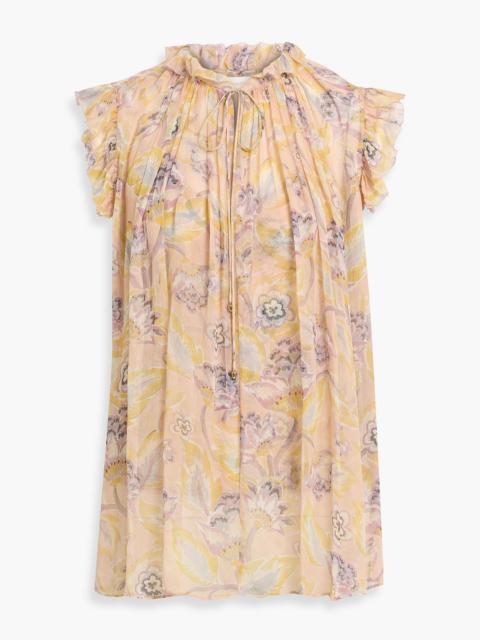 Zimmermann Ruffled floral-print georgette top