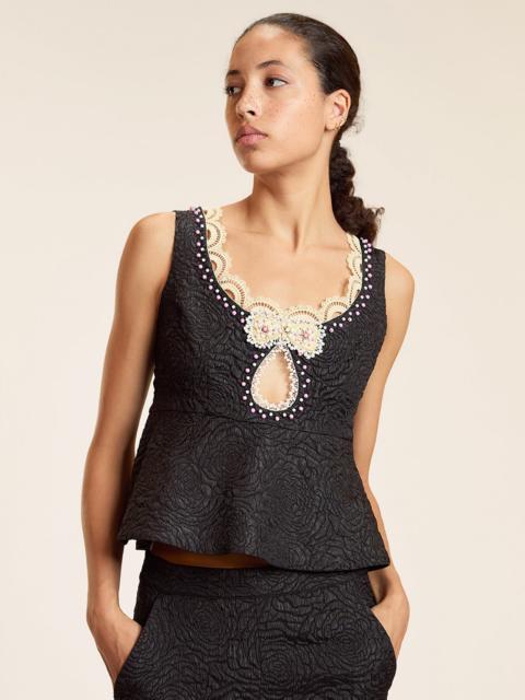 CYNTHIA ROWLEY Petit Four Lace Trim Top