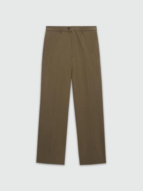 MSGM Wide-leg olive green trousers in cool wool with MSGM label