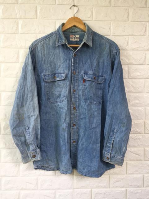 VINTAGE 80s LEVIS SADDLEMAN ORANGE TAG BUTTON UPS SHIRT