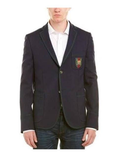 GUCCI Cambridge 70s Stretch Twill Wool-Blend Blue Jacket