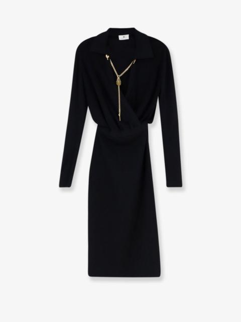 ELISABETTA FRANCHI Elisabetta Franchi Viscose Blend Midi Dress Black
