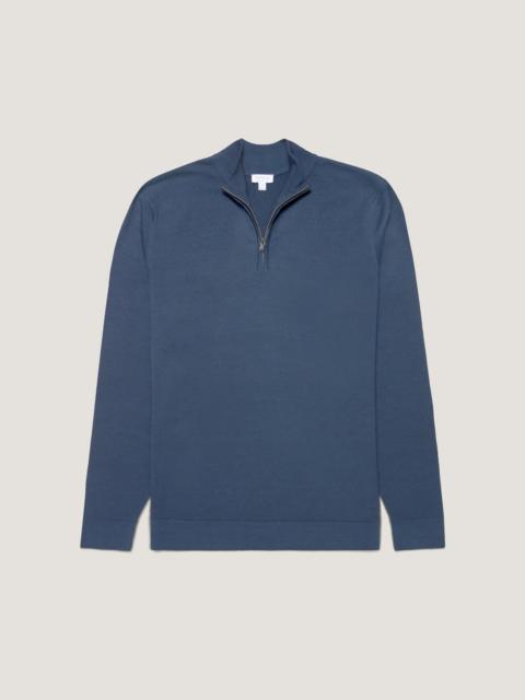 Sunspel Extra‑Fine Merino Zip Neck