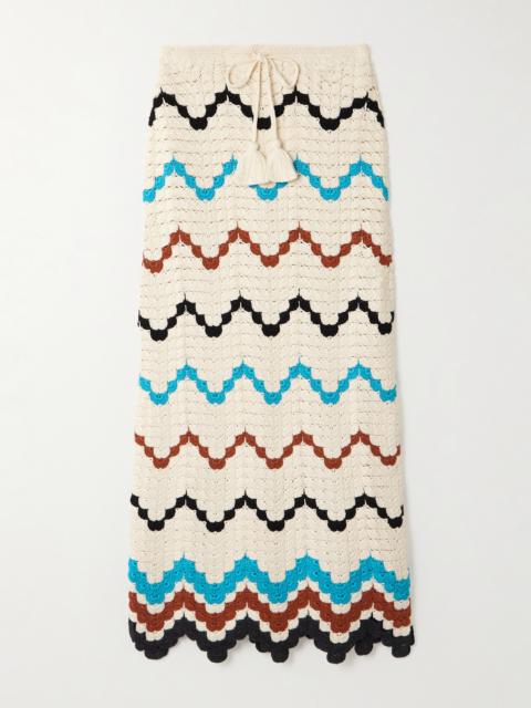 ESCVDO Safi Scalloped Crocheted Cotton Midi Skirt