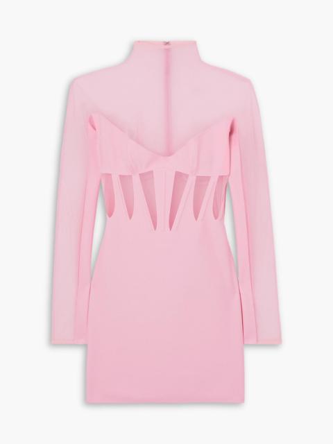 MUGLER Tulle-paneled stretch-jersey mini dress