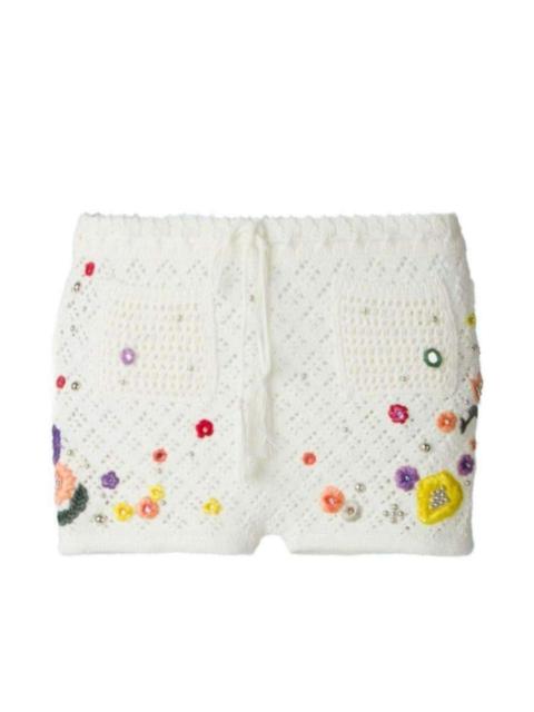 PUCCI Poppy Rocks Embellished Crochet Shorts