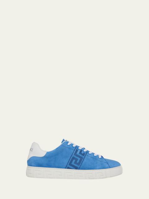 VERSACE Men's La Greca Greek Key Suede Low-Top Sneakers