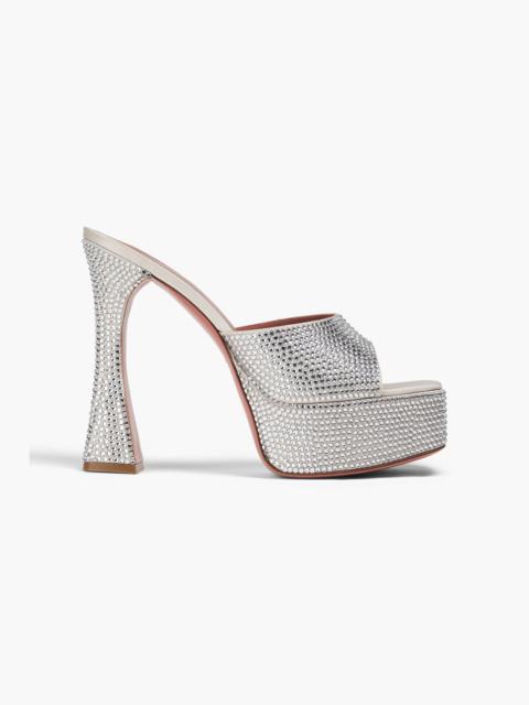 Amina Muaddi Dalida crystal-embellished satin platform mules