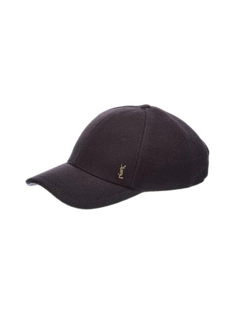 SAINT LAURENT Saint Laurent Cassandre Wool-Blend Baseball Cap