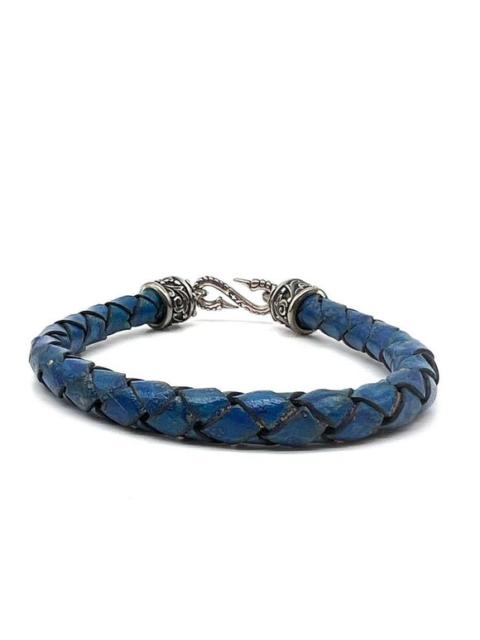 Other Designers Rockertype braided leather Bracelet with Silver Clasp Blue
