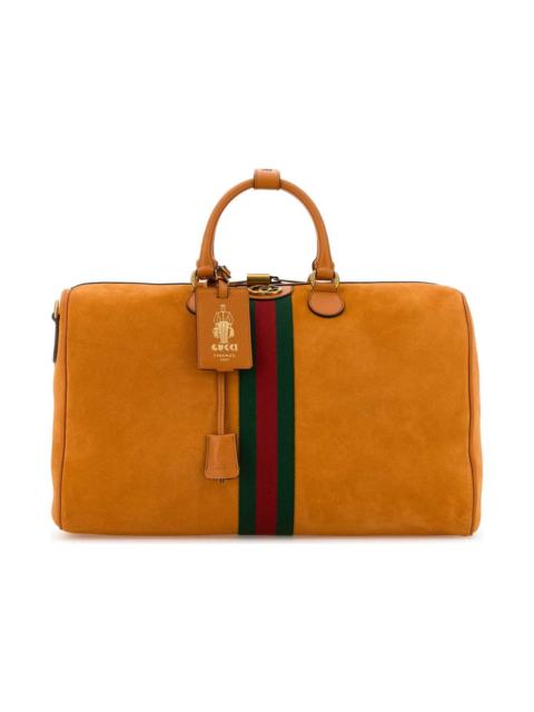 GUCCI Orange Suede Medium Gucci Savoy Travel Bag
