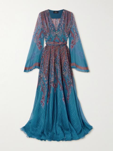 Etro Belted Paisley-print Silk-crepon Maxi Dress