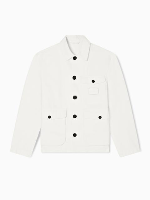 EMPORIO ARMANI DENIM-EFFECT TWILL JACKET WITH LOGO PATCH