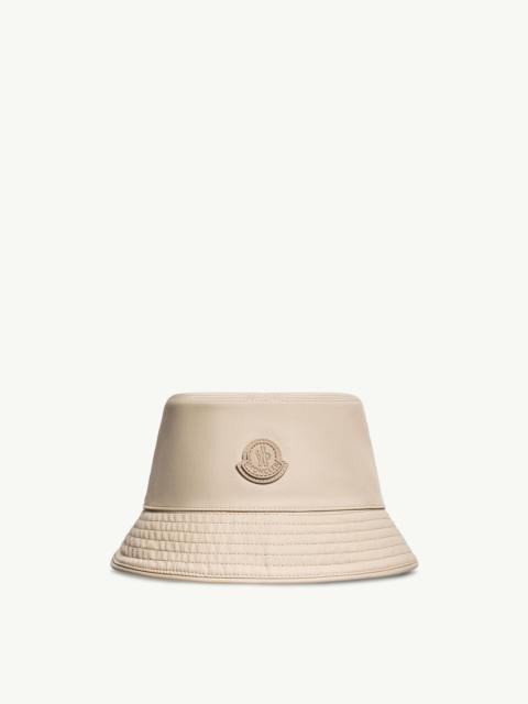 Moncler Leather Logo Cotton Blend Bucket Hat