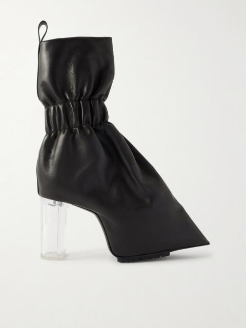 Rick Owens Taquito Gathered Leather Ankle Boots