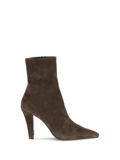 SAINT LAURENT Saint Laurent Jill Suede Ankle Boots Bear Brown