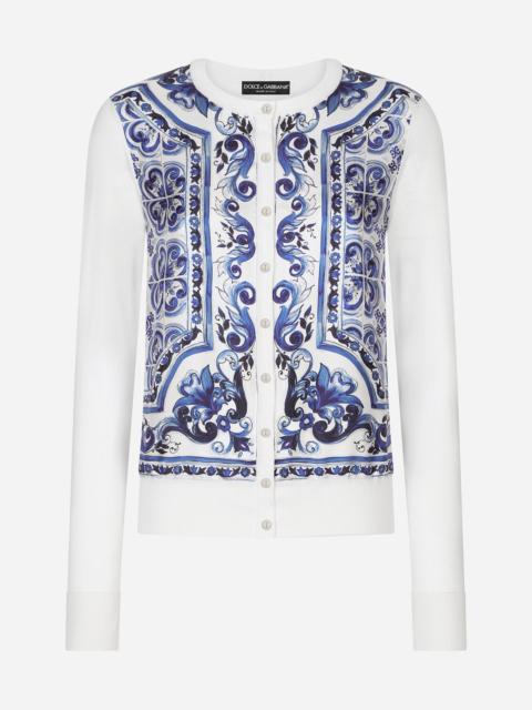 Dolce & Gabbana Majolica-print silk and twill cardigan