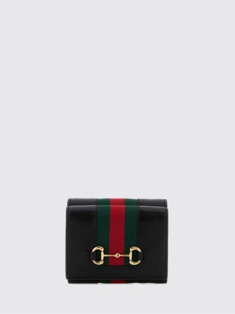 GUCCI Gucci Women Gucci Horsebit Web Trifold Calfskin Wallet With Web Detail