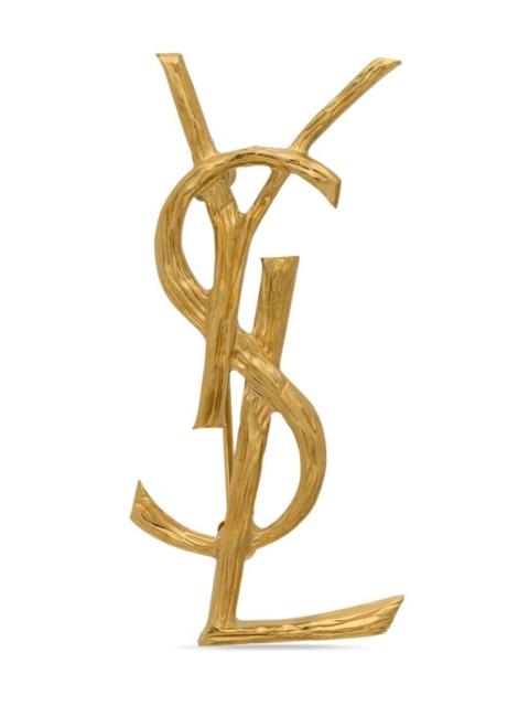 SAINT LAURENT Saint Laurent Women Cassandre Metal Brooch With Engraved Texture