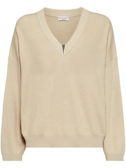 Brunello Cucinelli Women Cotton V-Necked Sweater