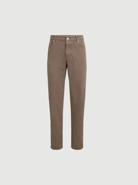 Brunello Cucinelli Garment-dyed comfort lightweight denim traditional fit five-pocket trousers