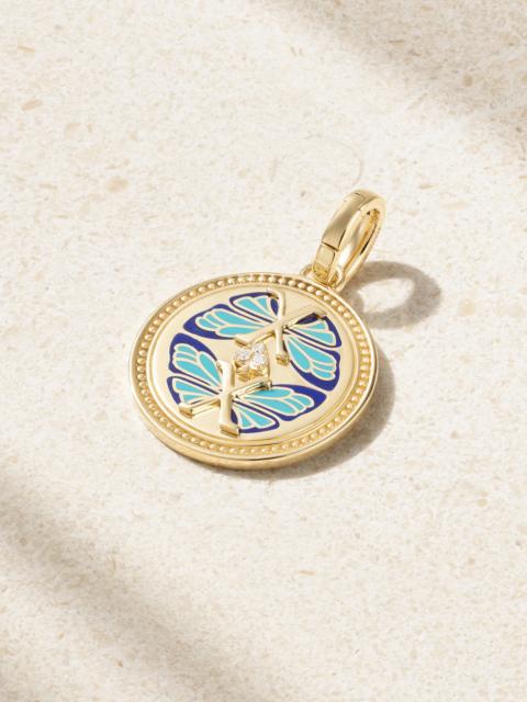 FOUNDRAE Reverie 18-karat Gold, Enamel And Diamond Pendant