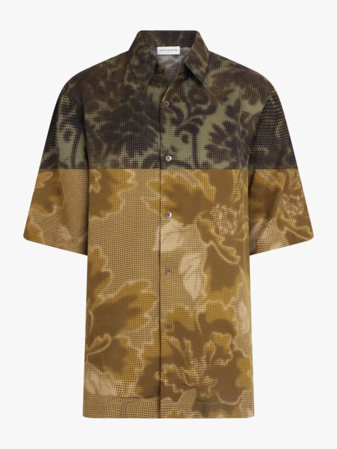 Dries Van Noten CONTRAST PIXEL FLORAL PRINT S/S SHIRT | YELLOW/GREEN