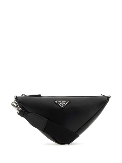 Prada Prada Men Black Leather Triangle Crossbody Bag