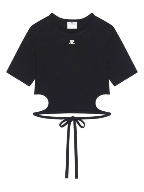 courrèges Courreges Women Ribbon Cut Out Contrast T-Shirt