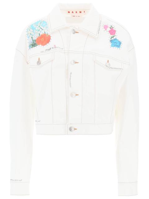 Marni "Cropped Denim Jacket With Flower Patches And Embroidery"