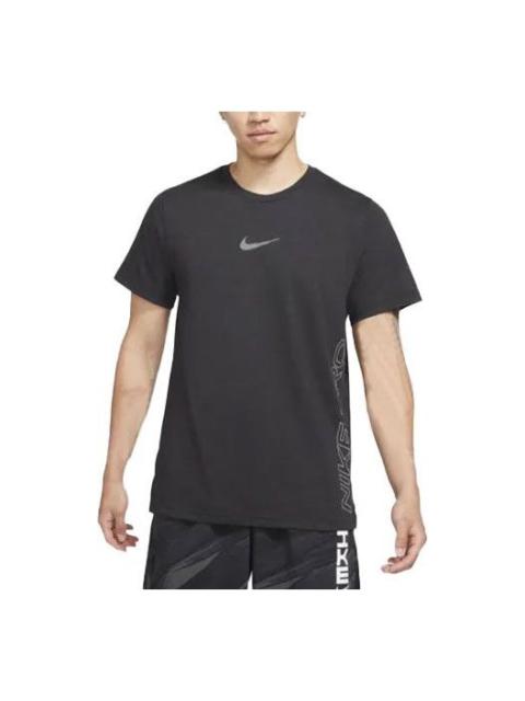 Men's Nike Solid Color Training Alphabet Logo Printing Short Sleeve Black T-Shirt DD1829-010