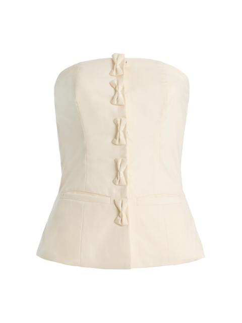MARLIES GRACE Olivia Bow-Detailed Wool-Blend Strapless Top ivory
