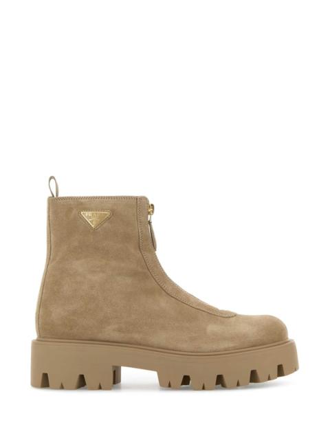 Prada Prada Women Sand Suede Ankle Boots