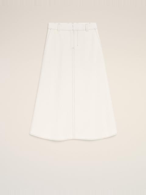 AMI Paris WHITE COTTON LONG TRAPEZE SKIRT