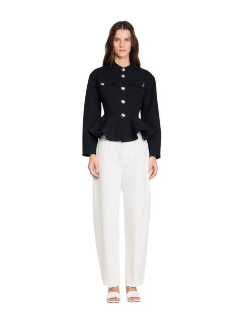Sandro SANDRO Cropped ruffled peplum jacket in Black at Nordstrom